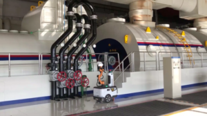 AGV inspecting the temperature pipes in a power plant. Source: Youibot